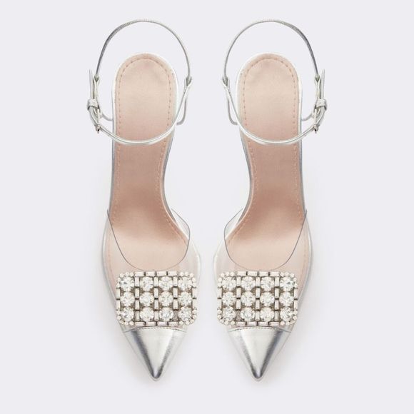 GIAMBATTISTA VALLI SILVER HIGH HEELS IN PVC WITH CRYSTALS $1700 - Picture 1 of 9